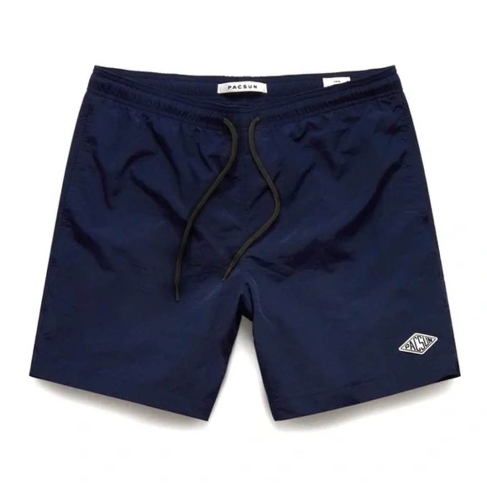 PacSun Men's Navy Blue Swim Trunks with Drawstring